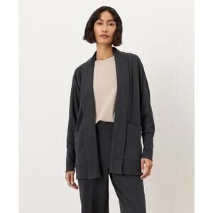 Pact Airplane Wrap Cardigan Size XL/XXL Organic Cotton Charcoal Grey Longline